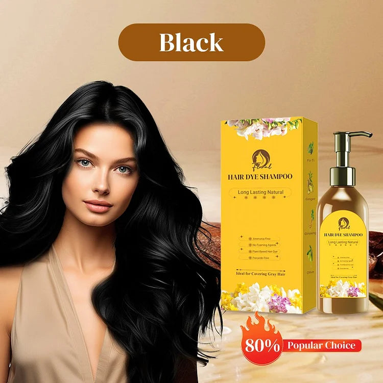 Natural Hair Dye Shampoo | Easy Grey Hair Coverage, Black (Pack of 2)