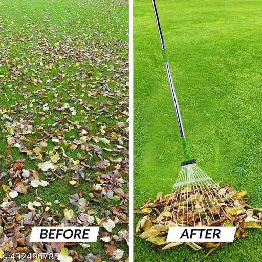 Adjustable Telescopic Garden Leaf Rake 24-63 inch | Steel Head, Aluminium Handle