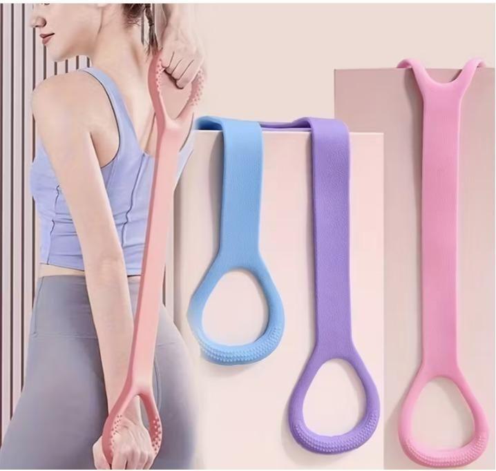 Silicone Stretch Band with Loop Handles for Back & Shoulder Stretching (Pack of 2)