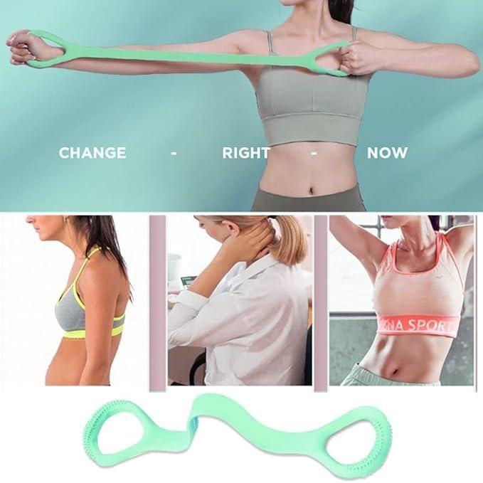 Silicone Stretch Band with Loop Handles for Back & Shoulder Stretching (Pack of 2)