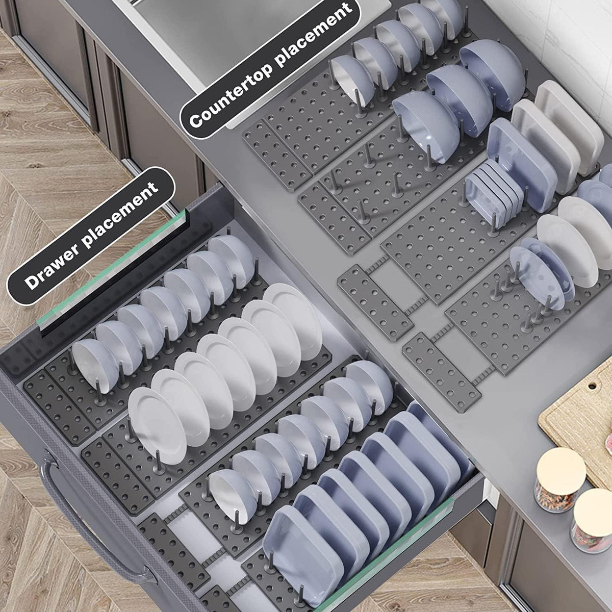 Dish Drying Rack Mat with Movable Pegs | Drawer & Counter Organiser
