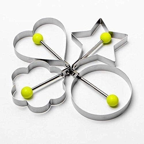 Stainless Steel Egg & Pancake Mould Set | Heart, Star, Flower & Round (4 Pcs)