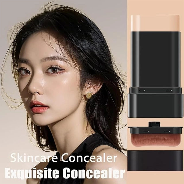 Korean Glass-Skin Foundation Stick with Built-in Brush | 2-in-1