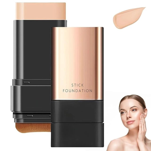 Korean Glass-Skin Foundation Stick with Built-in Brush | 2-in-1
