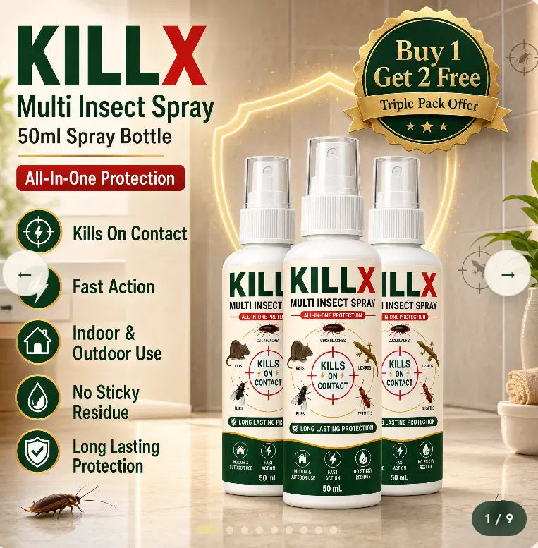 Killx Multi Insect Spray 50 ml for Cockroaches, Ants & Mosquitoes (Pack of 3)