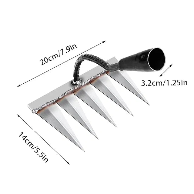 5-Tine Carbon Steel Garden Weeding Rake | Cultivator for Soil & Weeds