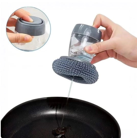 Soap Dispensing Dish Scrubber with Steel Wire Head (Pack of 2)