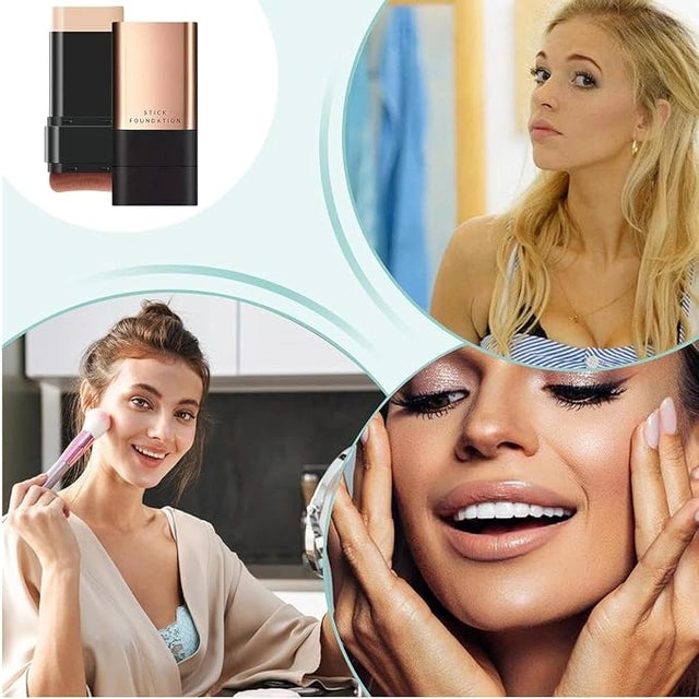 Korean Glass-Skin Foundation Stick with Built-in Brush | 2-in-1