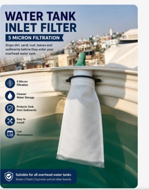 Water Tank Inlet Filter Bag for Overhead & Borewell Tanks | 5 Micron (Pack of 2)