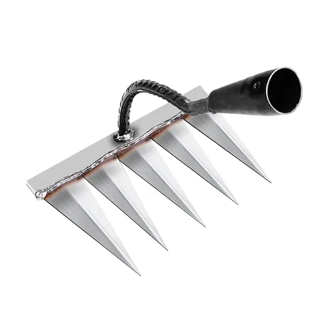 5-Tine Carbon Steel Garden Weeding Rake | Cultivator for Soil & Weeds