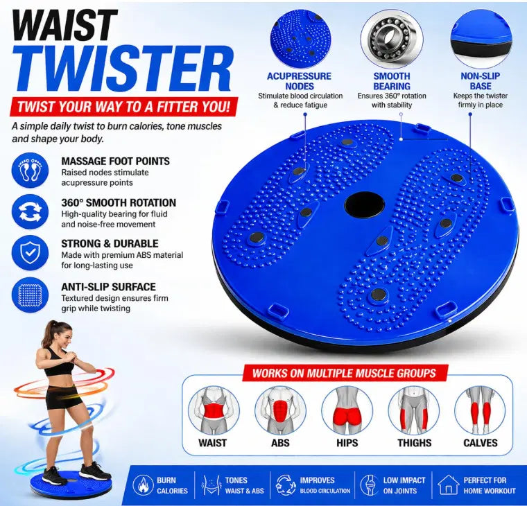 Tummy Twister Board with Acupressure Points | 360° Waist Twisting Disc
